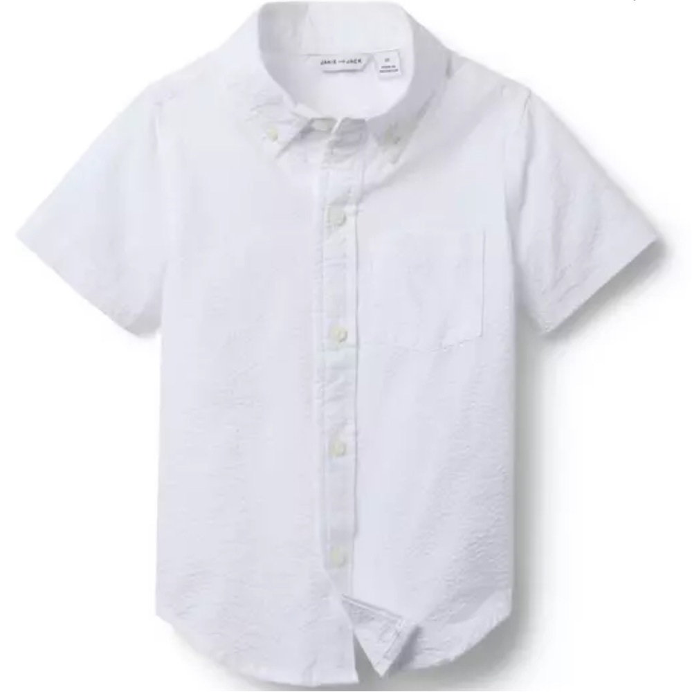 Janie and Jack White Seersucker Down Shirt 2T